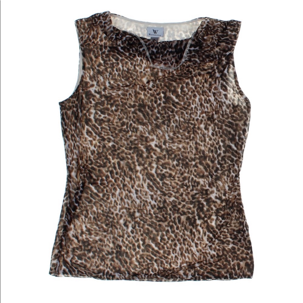 Worthington Cowl Neck Leopard Sleeveless Top